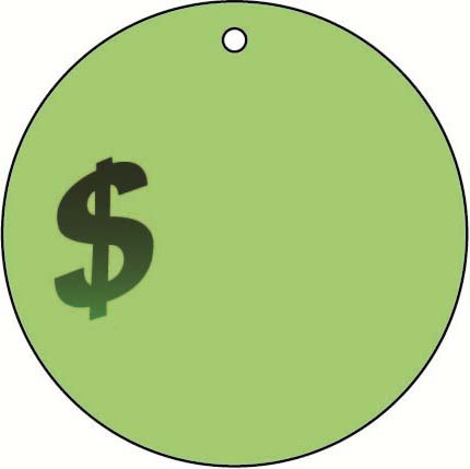 "$" (dollar sign) round price tag (200 tags package)